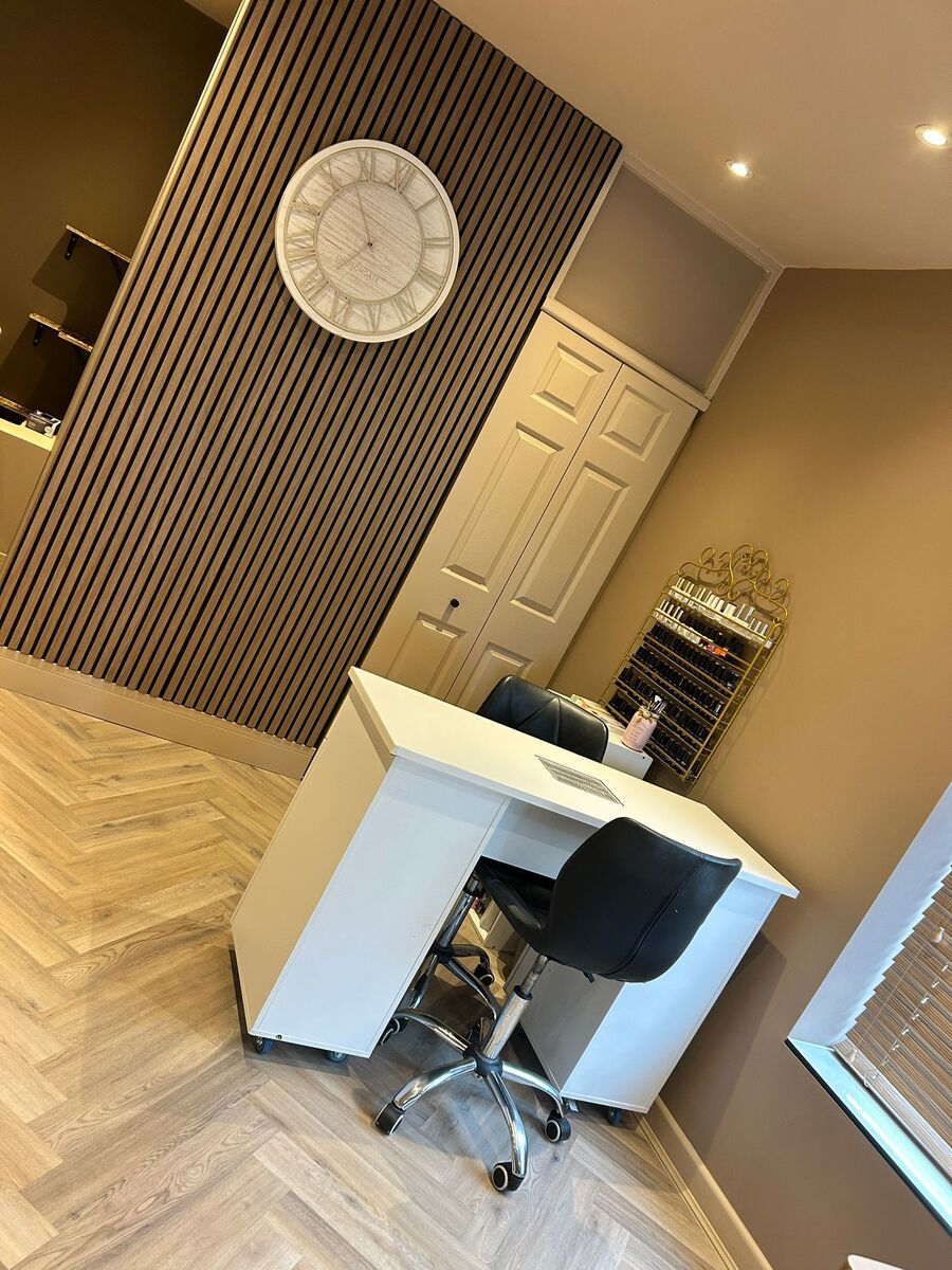 Nail bar with panelled feature wall
